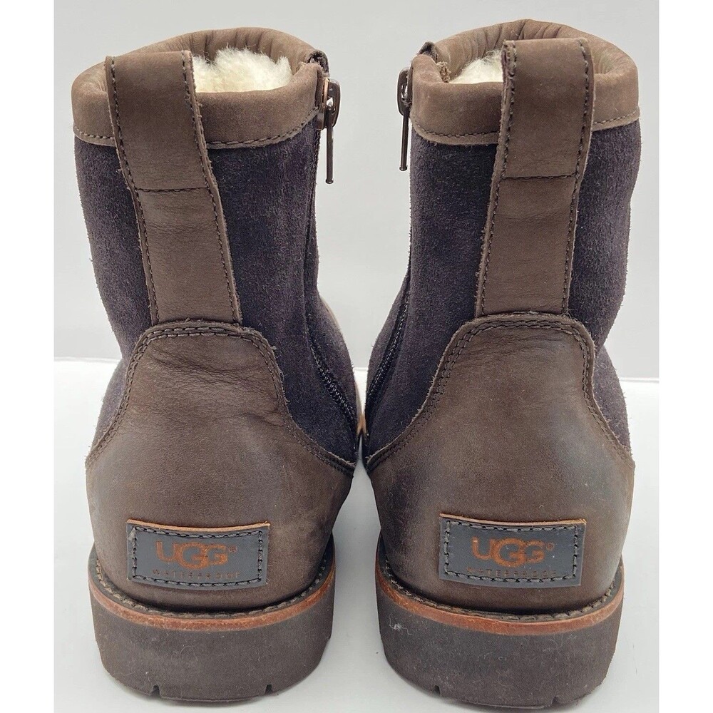 UGG Hendren TL Waterproof Boots Mens 8 Sheepskin Lined Ankle Brown - Picture 4 of 16